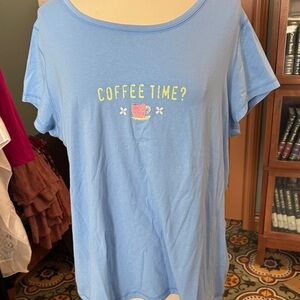 Adonna Light Blue Short-Sleeve Tee with Coffee Time Graphic